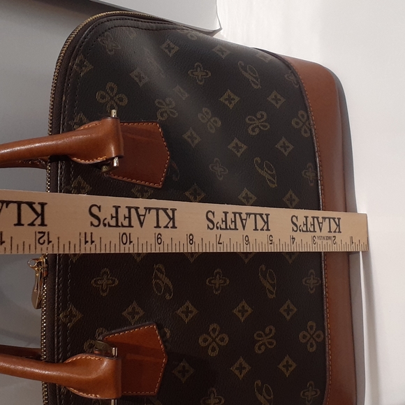 Coated Canvas Brown Handbag W/ Designer Print - Picture 7 of 7